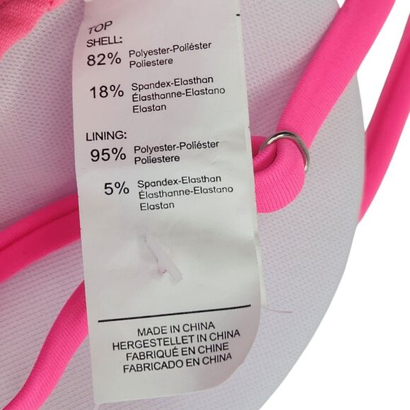 Cupshe Geo Stitch Scoop Bralette Bikini Top Swim Size Large Bright Pink NWT - Picture 8 of 9